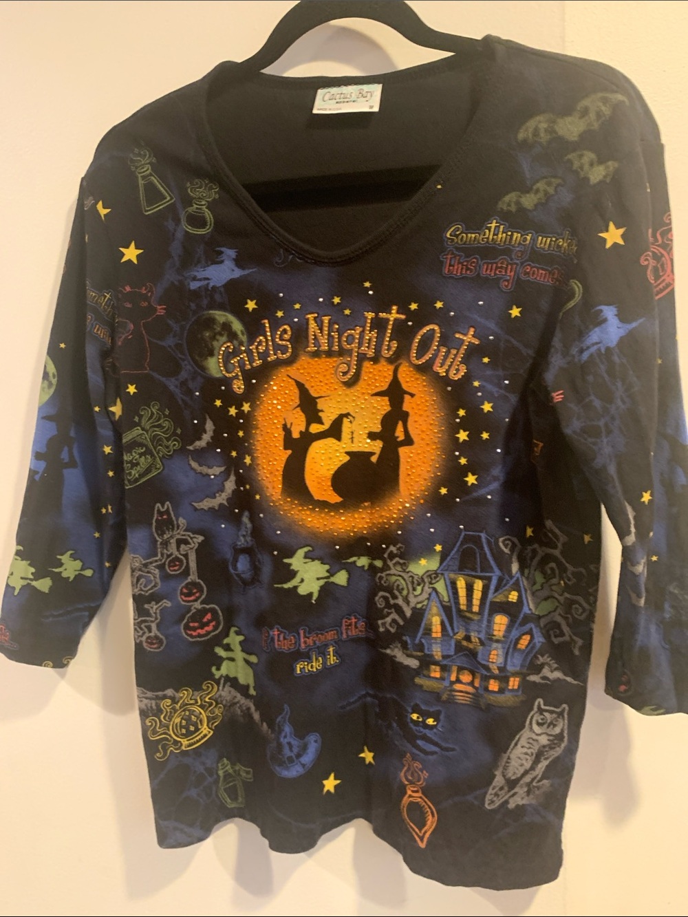 Womens-Girls' Night Out Black Halloween blouse